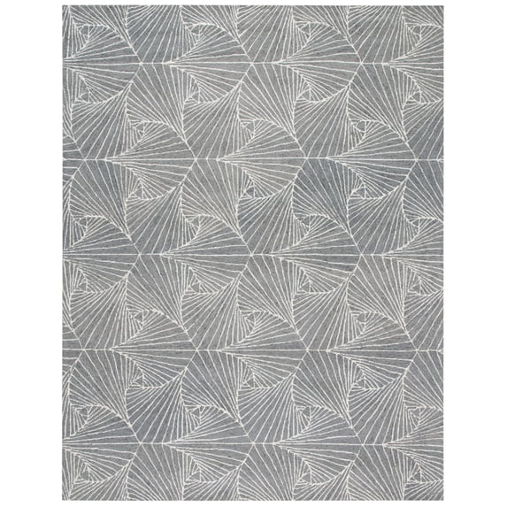SAFAVIEH Micro-Loop Carver Geometric Area Rug, Grey/Ivory, 8' x 10'