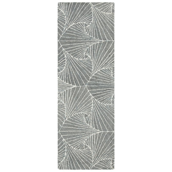 SAFAVIEH Micro-Loop Carver Geometric Runner Rug, Grey/Ivory, 2'3" x 7'