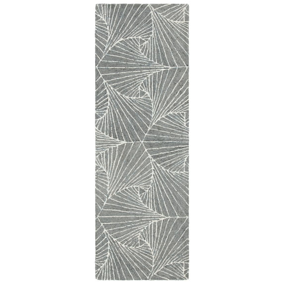 SAFAVIEH Micro-Loop Carver Geometric Runner Rug, Grey/Ivory, 2'3" x 8'