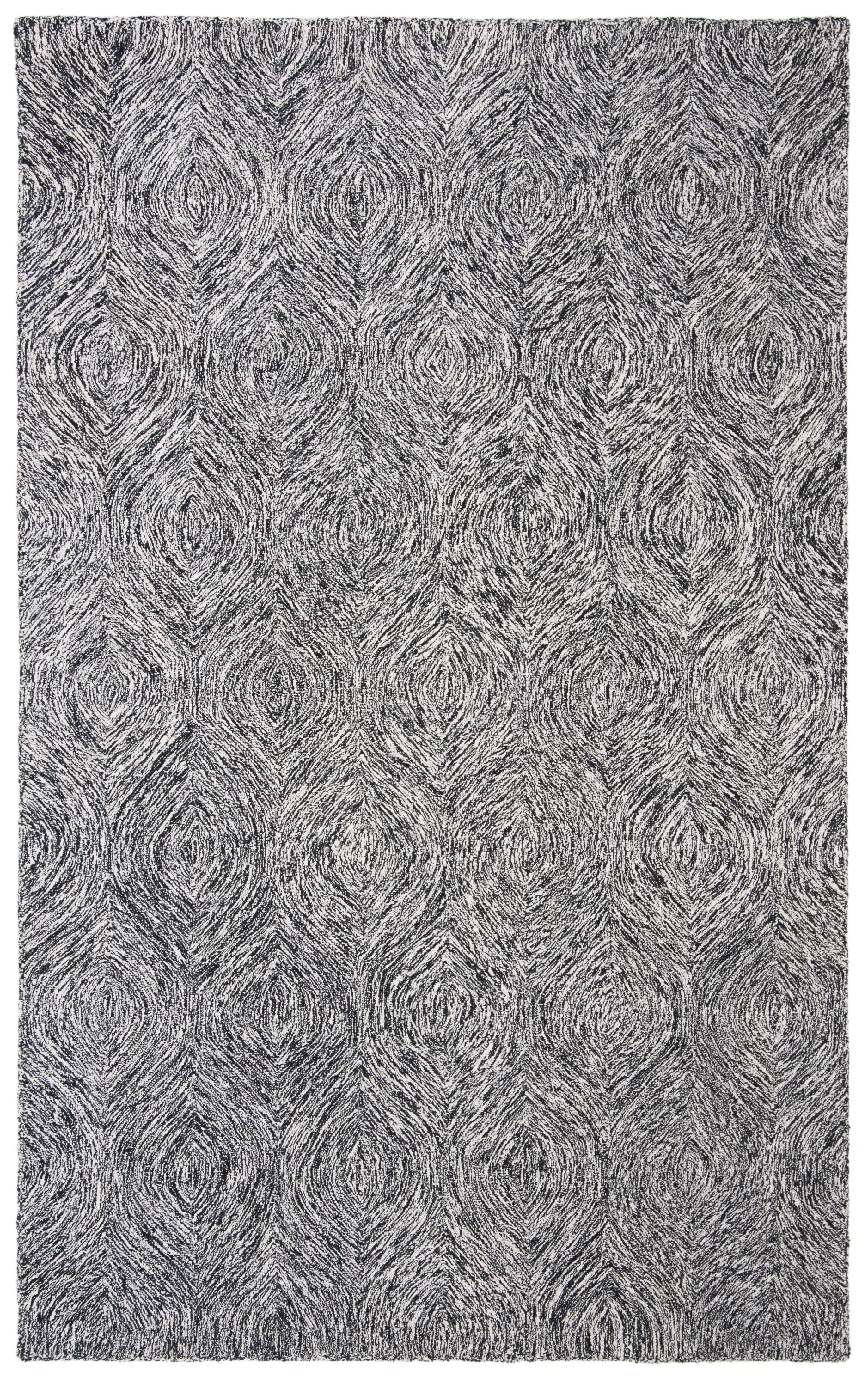 Handmade Black and Ivory Wool Tufted Area Rug, 5' x 8'