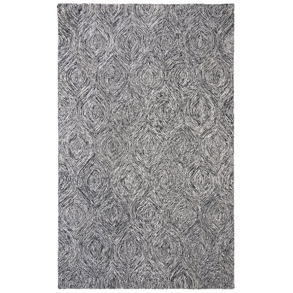 SAFAVIEH Micro-Loop Catrine Abstract Ogee Wool Area Rug, Black/Ivory, 5' x 8'