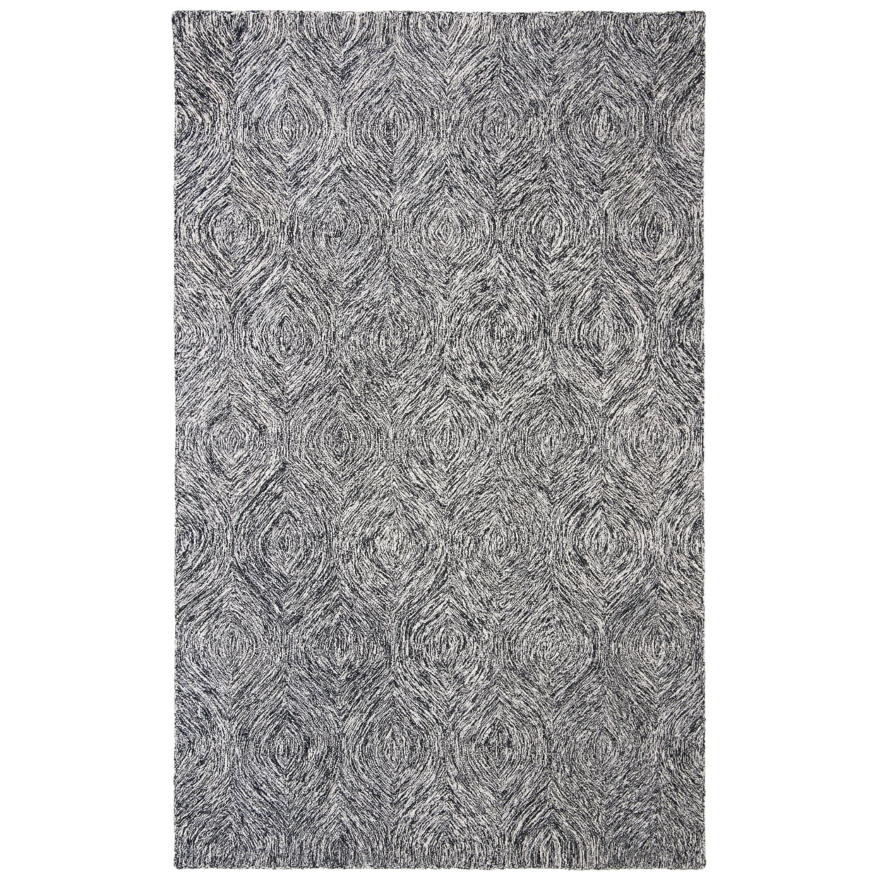 SAFAVIEH Micro-Loop Catrine Abstract Ogee Wool Area Rug, Black/Ivory, 8' x 10'