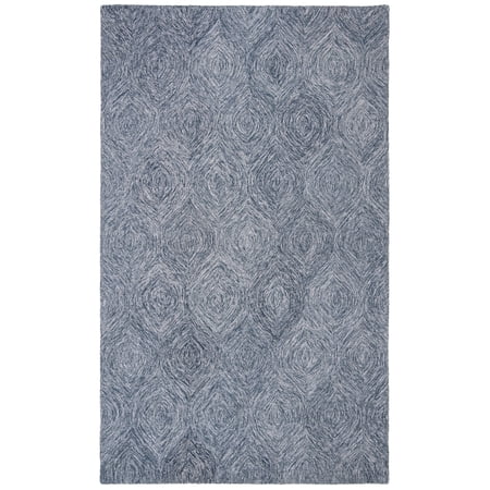 SAFAVIEH Micro-Loop Catrine Abstract Ogee Wool Area Rug, Grey/Ivory, 5' x 8'