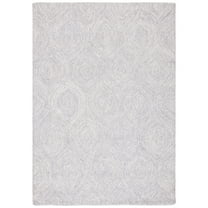 SAFAVIEH Micro-Loop Catrine Abstract Ogee Wool Area Rug, Silver/Ivory, 4' x 6'