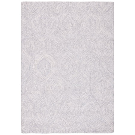 SAFAVIEH Micro-Loop Catrine Abstract Ogee Wool Area Rug, Silver/Ivory, 4' x 6'