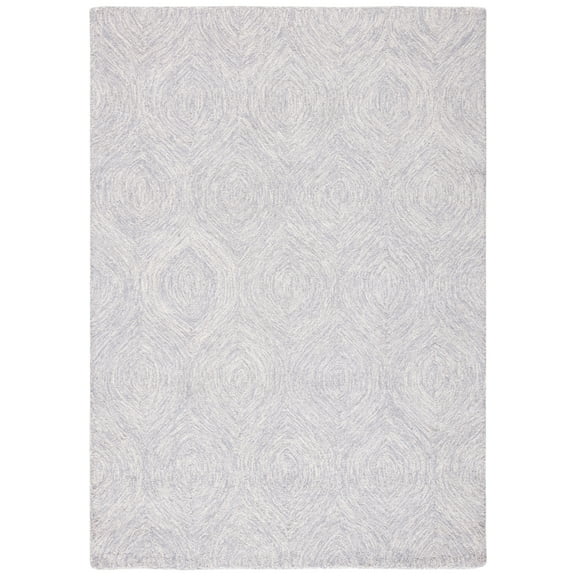 SAFAVIEH Micro-Loop Catrine Abstract Ogee Wool Area Rug, Silver/Ivory, 4' x 6'