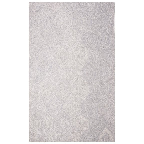 SAFAVIEH Micro-Loop Catrine Abstract Ogee Wool Area Rug, Silver/Ivory, 8' x 10'