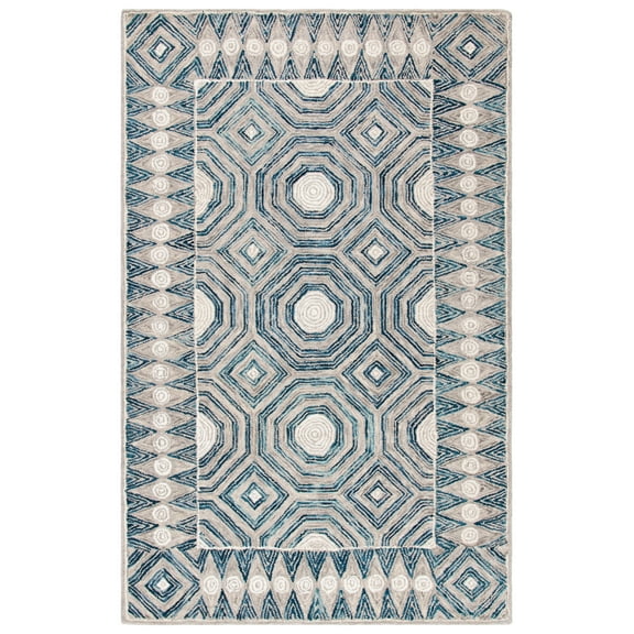 SAFAVIEH Micro-Loop Chantel Medallion Area Rug, Ivory/Blue, 4' x 6'