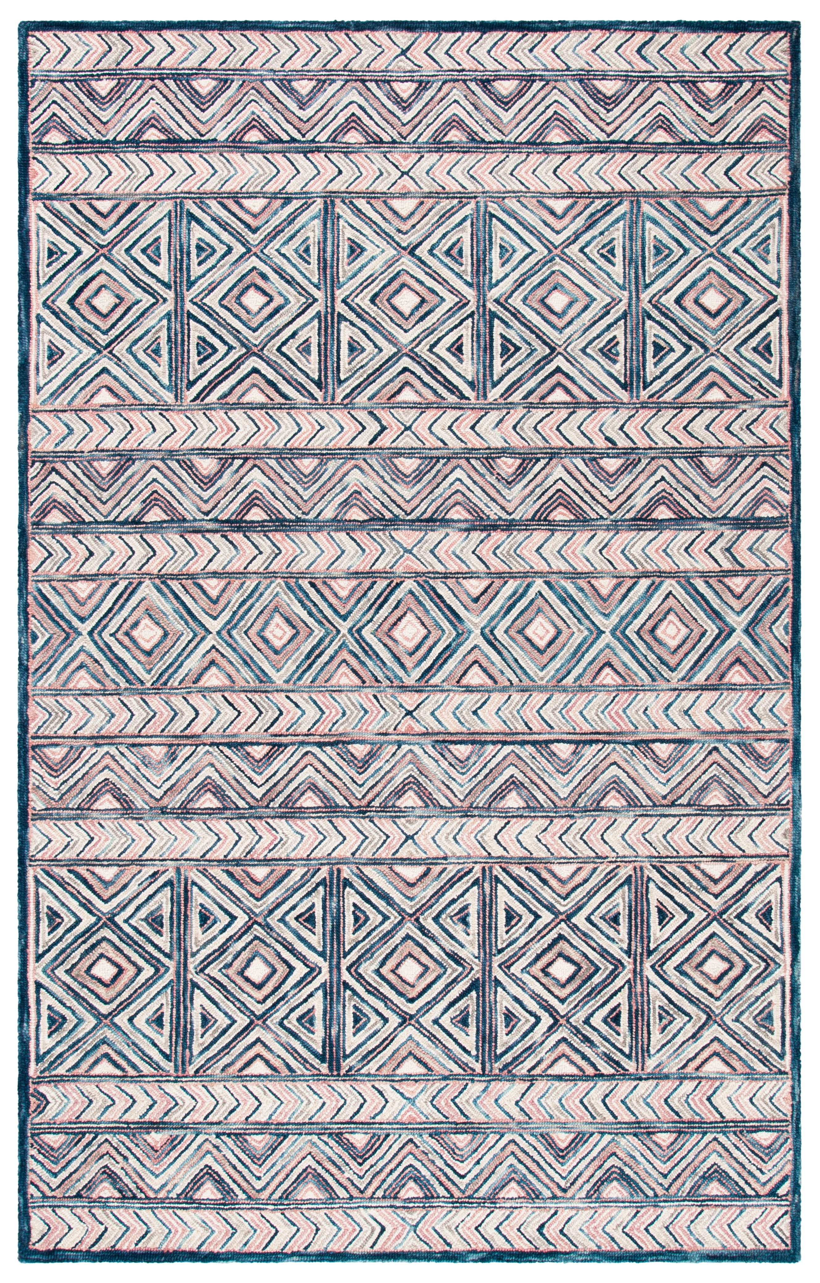 SAFAVIEH Micro-Loop Chao Southwestern Area Rug, Pink/Blue, 5' x 8'