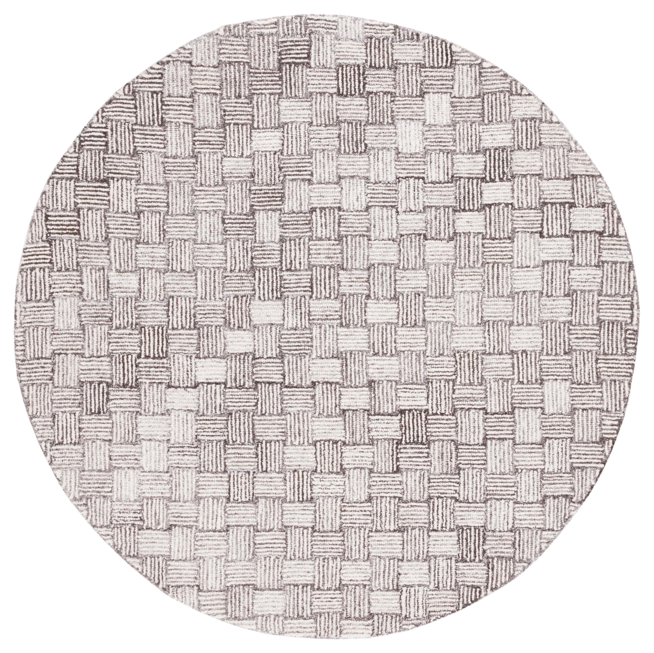 SAFAVIEH Micro-Loop Charlotte Solid Area Rug, Brown/Ivory, 5' x 5' Round