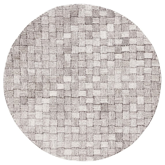 SAFAVIEH Micro-Loop Charlotte Solid Area Rug, Brown/Ivory, 5' x 5' Round