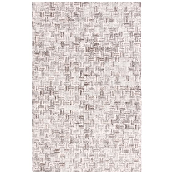SAFAVIEH Micro-Loop Charlotte Solid Area Rug, Brown/Ivory, 5' x 8'