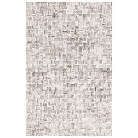 SAFAVIEH Micro-Loop Charlotte Solid Area Rug, Brown/Ivory, 6' x 9'