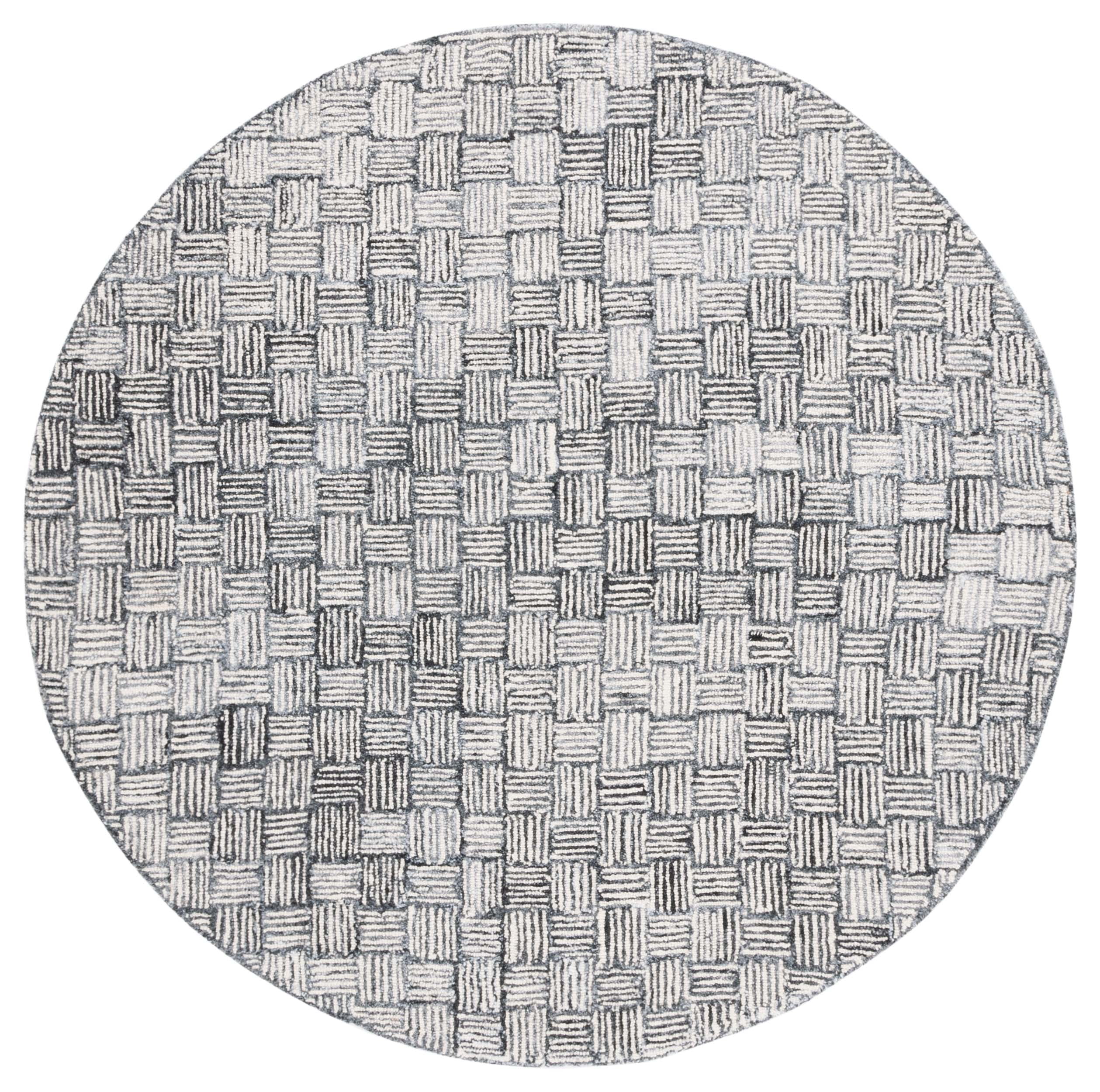 SAFAVIEH Micro-Loop Charlotte Solid Area Rug, Dark Grey/Ivory, 5' x 5' Round