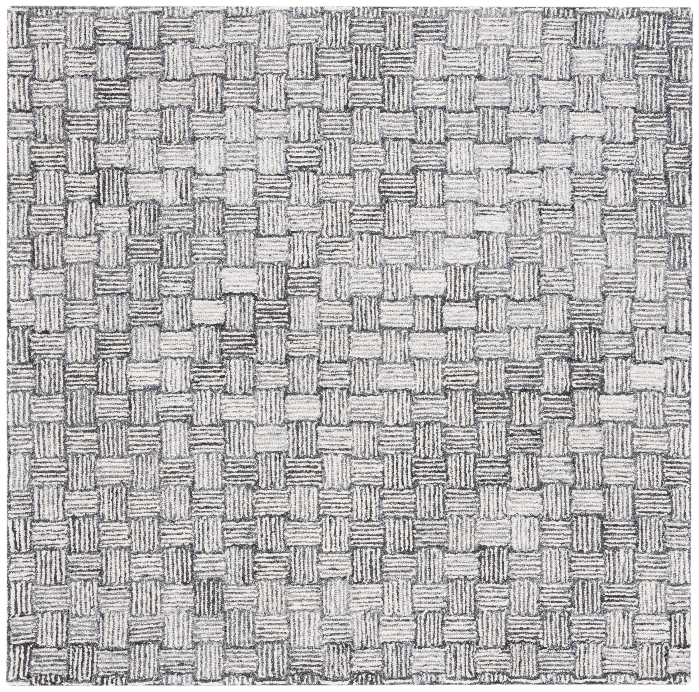 SAFAVIEH Micro-Loop Charlotte Solid Area Rug, Dark Grey/Ivory, 5' x 5' Square