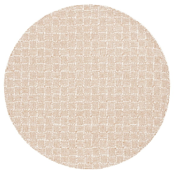 SAFAVIEH Micro-Loop Charlotte Solid Area Rug, Light Gold/Ivory, 5' x 5' Round