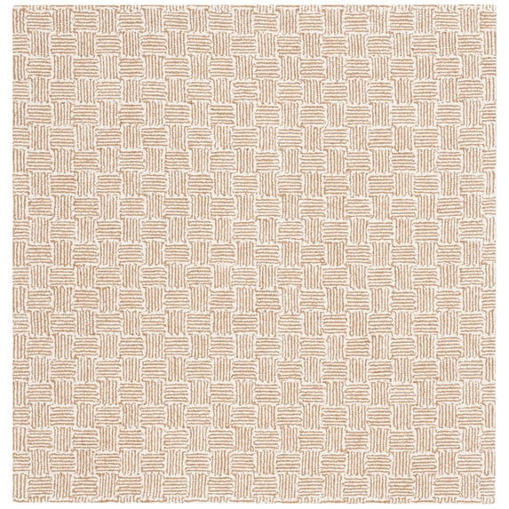 SAFAVIEH Micro-Loop Charlotte Solid Area Rug, Light Gold/Ivory, 5' x 5' Square