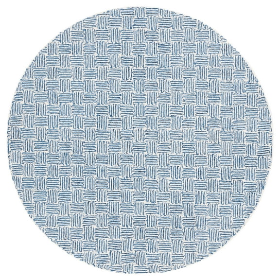 SAFAVIEH Micro-Loop Charlotte Solid Area Rug, Navy/Ivory, 5' x 5' Round