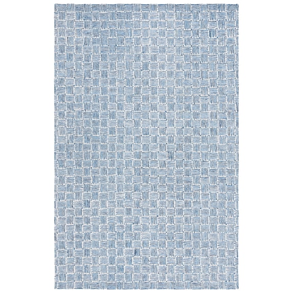 SAFAVIEH Micro-Loop Charlotte Solid Area Rug, Navy/Ivory, 5' x 8'