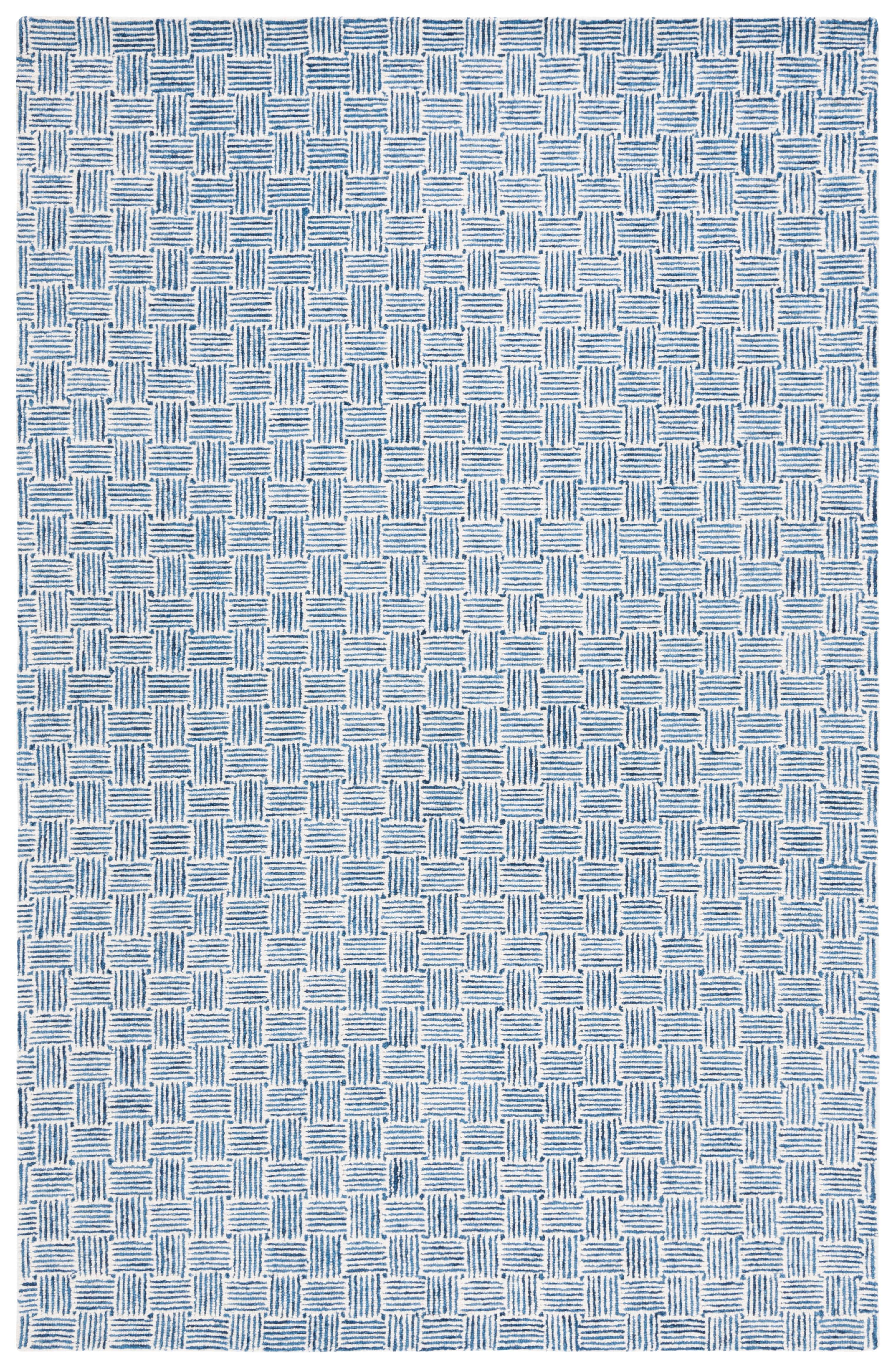 SAFAVIEH Micro-Loop Charlotte Solid Area Rug, Navy/Ivory, 6' x 9'