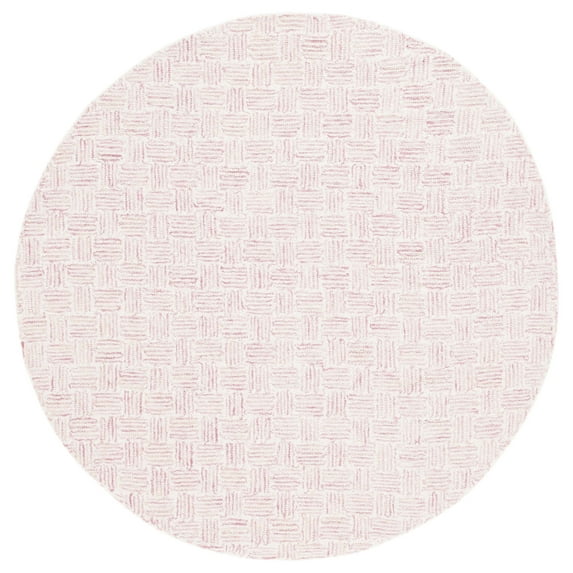 SAFAVIEH Micro-Loop Charlotte Solid Area Rug, Pink/Ivory, 5' x 5' Round