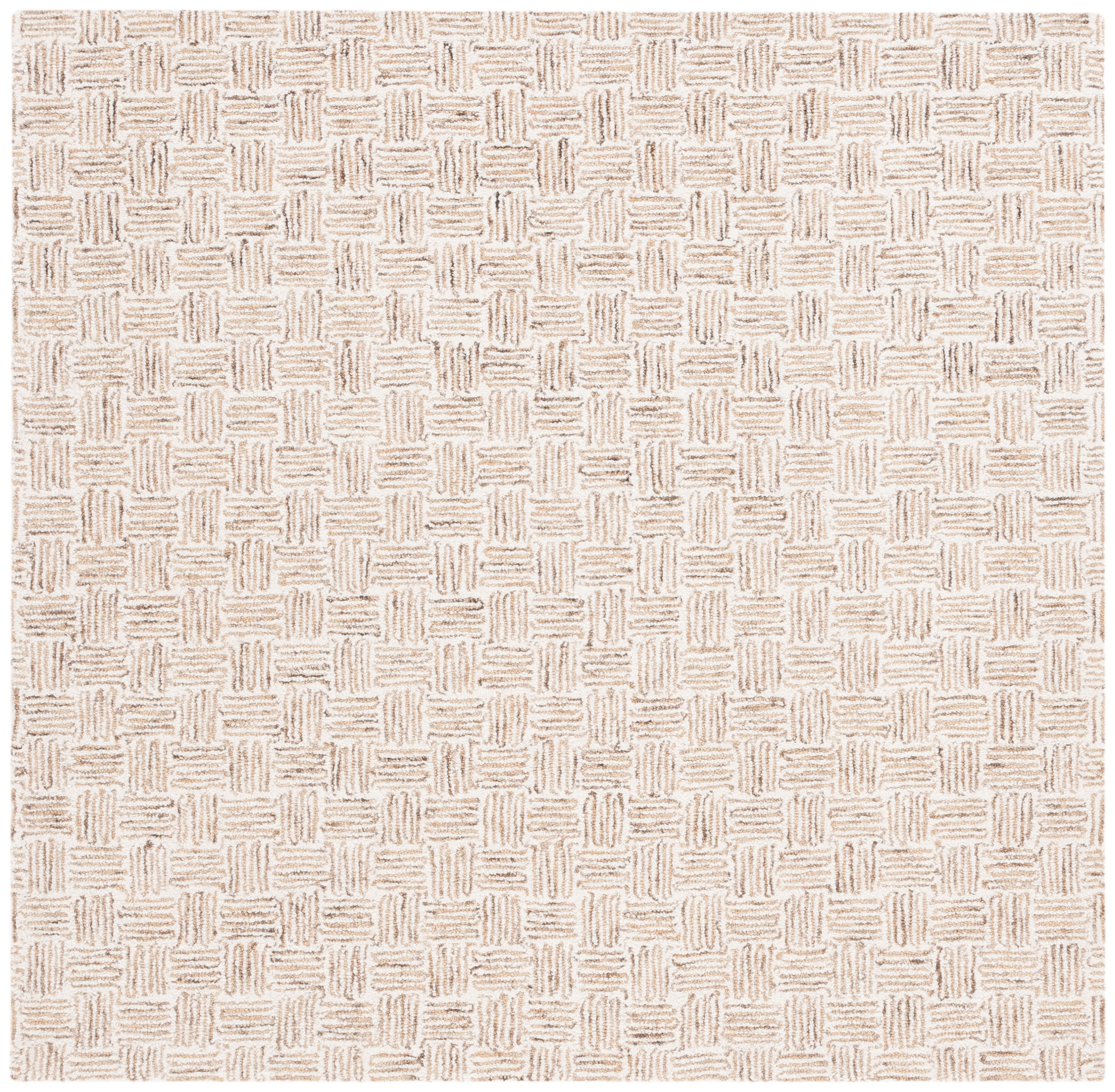 SAFAVIEH Micro-Loop Charlotte Solid Area Rug, Taupe/Ivory, 5' x 5' Square