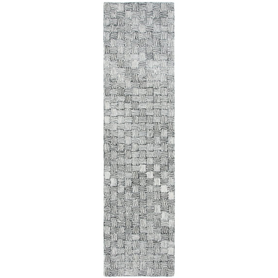 SAFAVIEH Micro-Loop Charlotte Solid Runner Rug, Dark Grey/Ivory, 2'3" x 9'