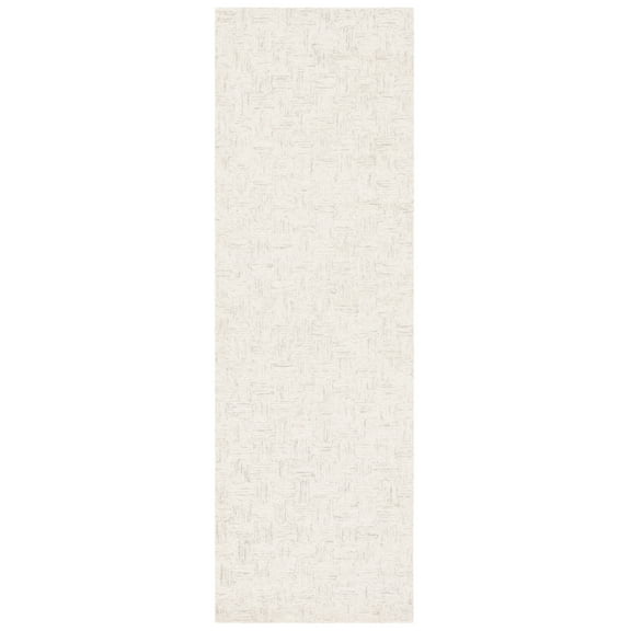 SAFAVIEH Micro-Loop Charlotte Solid Runner Rug, Light Grey/Ivory, 2'3" x 8'