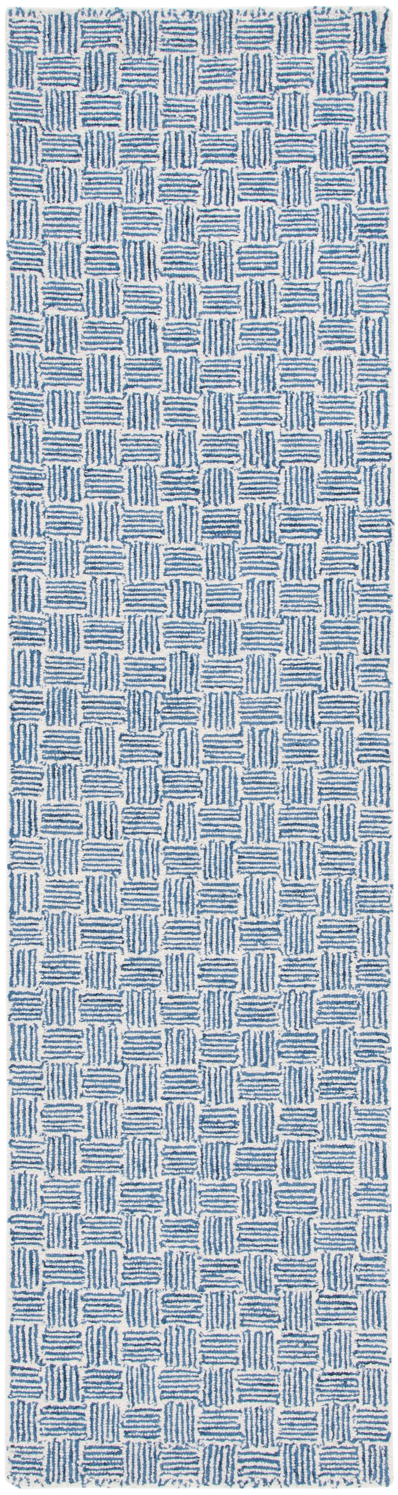 SAFAVIEH Micro-Loop Charlotte Solid Runner Rug, Navy/Ivory, 2'3" x 9'