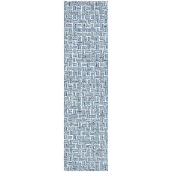 SAFAVIEH Micro-Loop Charlotte Solid Runner Rug, Navy/Ivory, 2'3" x 9'