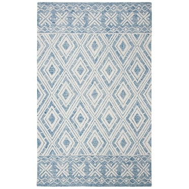 SAFAVIEH Micro-Loop Chris Geometric Area Rug, Blue/Ivory, 8' x 10'