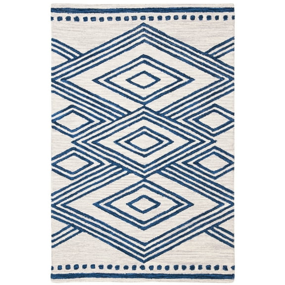 SAFAVIEH Micro-Loop Collection MLP156A Ivory / Navy Rug