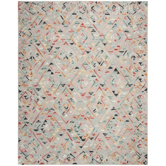 SAFAVIEH Micro-Loop Andrina Diamond Area Rug, Grey/Pink, 8' x 10'