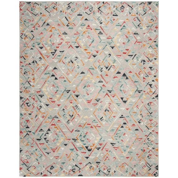 SAFAVIEH Micro-Loop Andrina Diamond Area Rug, Grey/Pink, 8' x 10'