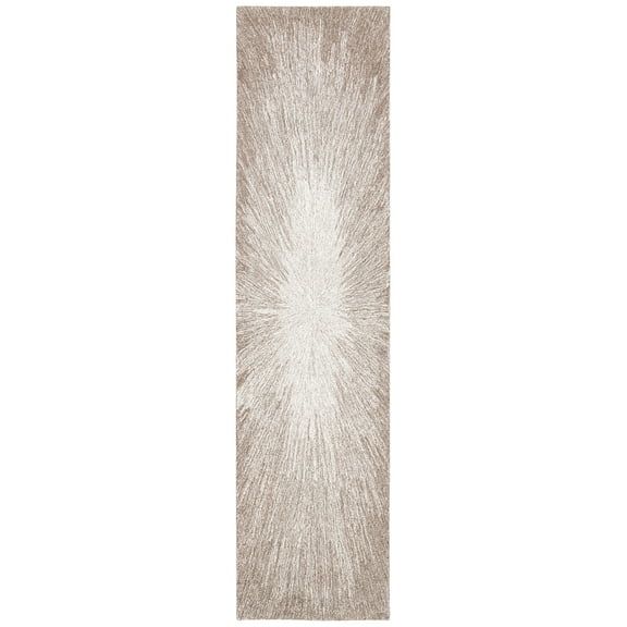 SAFAVIEH Micro-Loop Carbrey Sunburst Runner Rug, Taupe, 2'3" x 9'