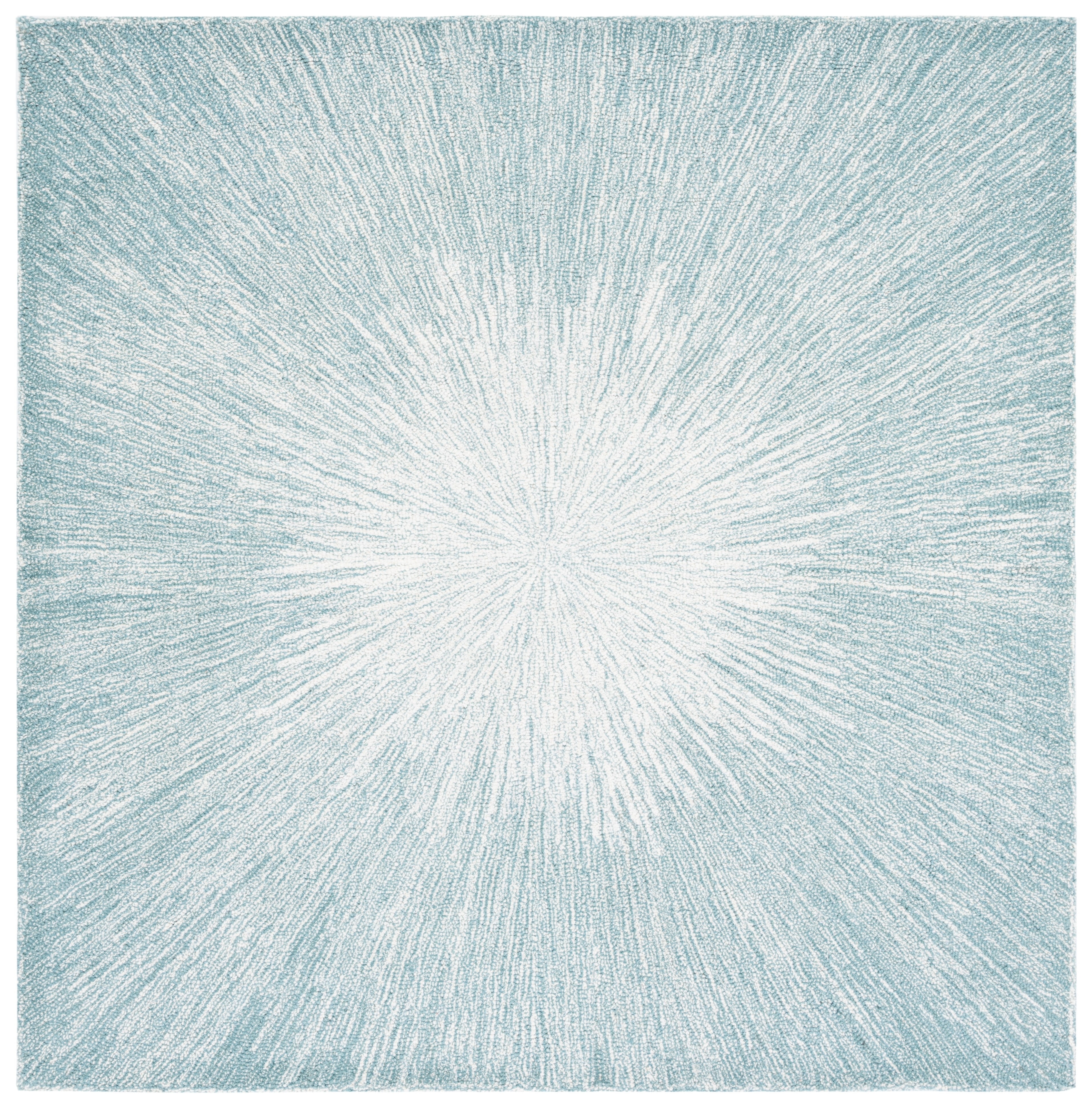 SAFAVIEH Micro-Loop Carbrey Sunburst Area Rug, Aqua, 5' x 5' Square