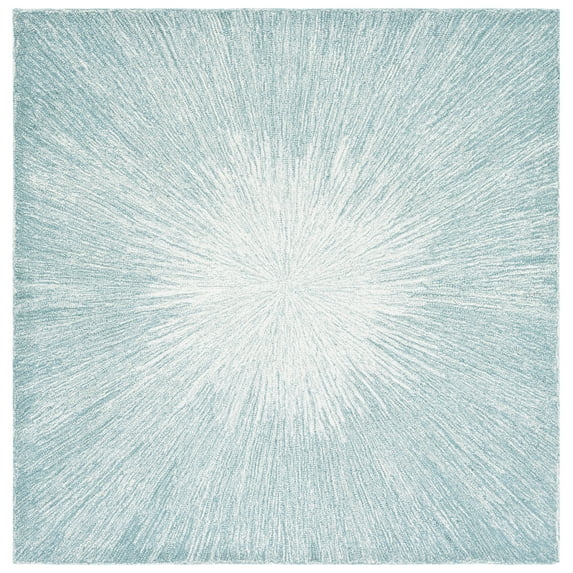 SAFAVIEH Micro-Loop Carbrey Sunburst Area Rug, Aqua, 5' x 5' Square