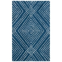 SAFAVIEH Micro-Loop Colton Geometric Area Rug, Navy/Ivory, 2'6" x 4'