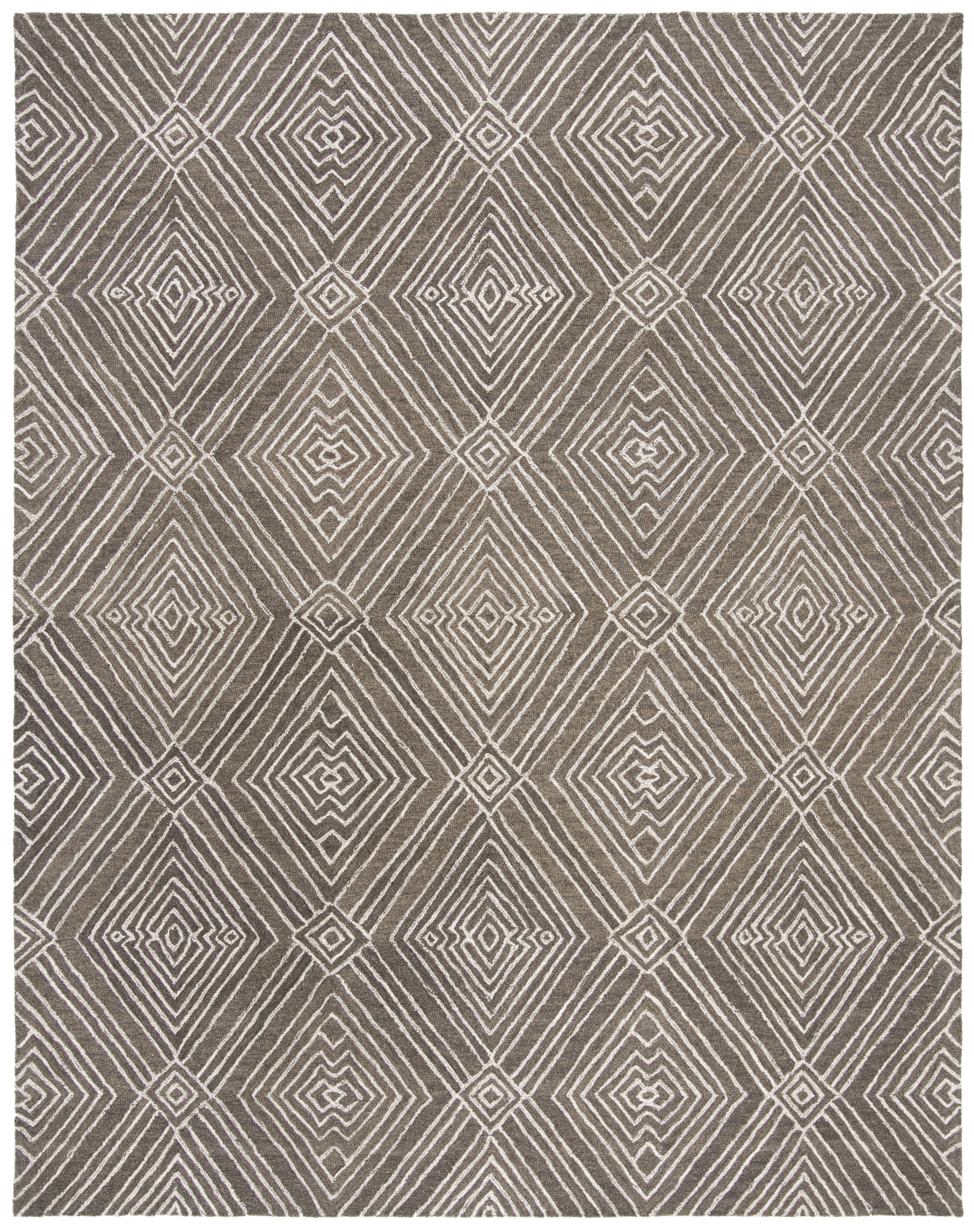 SAFAVIEH Micro-Loop Colton Geometric Area Rug, Dark Grey/Ivory, 8' x 10'