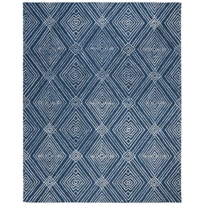 SAFAVIEH Micro-Loop Colton Geometric Diamonds Area Rug, Navy/Ivory, 8' x 10'