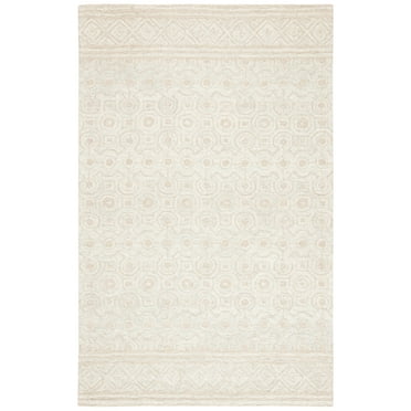 SAFAVIEH Micro-Loop Conchur Geometric Area Rug, Ivory/Light Green, 2'3" x 4'