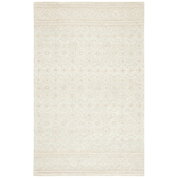 SAFAVIEH Micro-Loop Conchur Geometric Area Rug, Ivory/Light Green, 2'3" x 4'