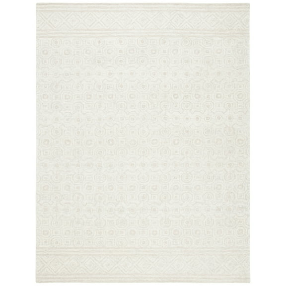 SAFAVIEH Micro-Loop Conchur Geometric Area Rug, Ivory/Light Green, 5' x 5' Round