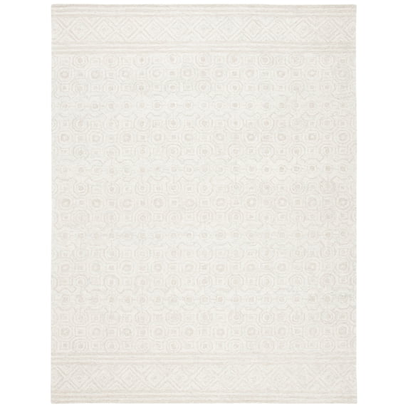 SAFAVIEH Micro-Loop Conchur Geometric Area Rug, Ivory/Light Green, 8' x 10'