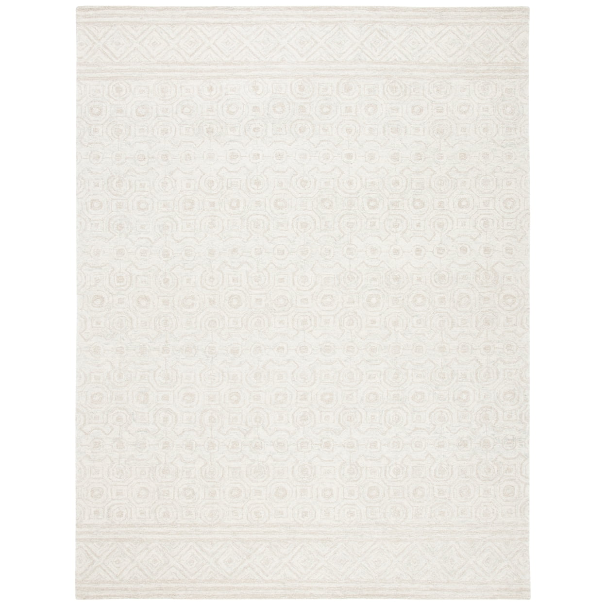 SAFAVIEH Micro-Loop Conchur Geometric Area Rug, Ivory/Light Green, 9' x 12'