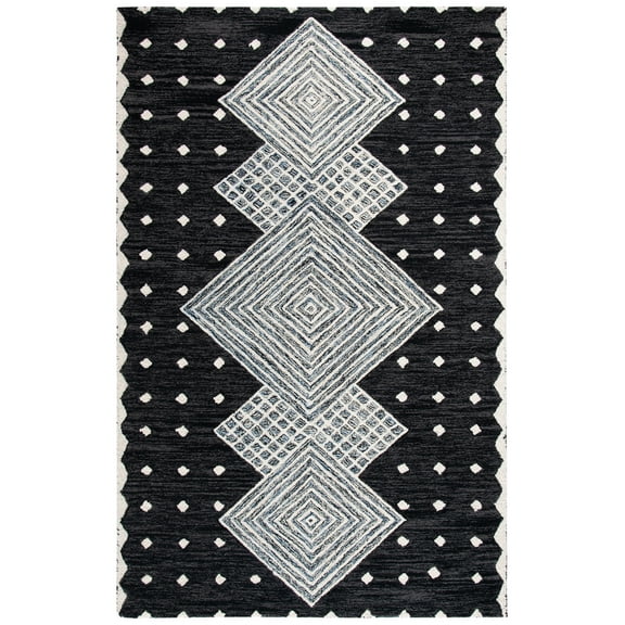 SAFAVIEH Micro-Loop Cori Geometric Area Rug, Charcoal/Ivory, 5' x 8'