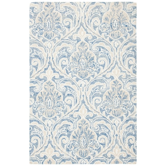 SAFAVIEH Micro-Loop Cornelius Floral Area Rug, Blue/Ivory, 2' x 3'