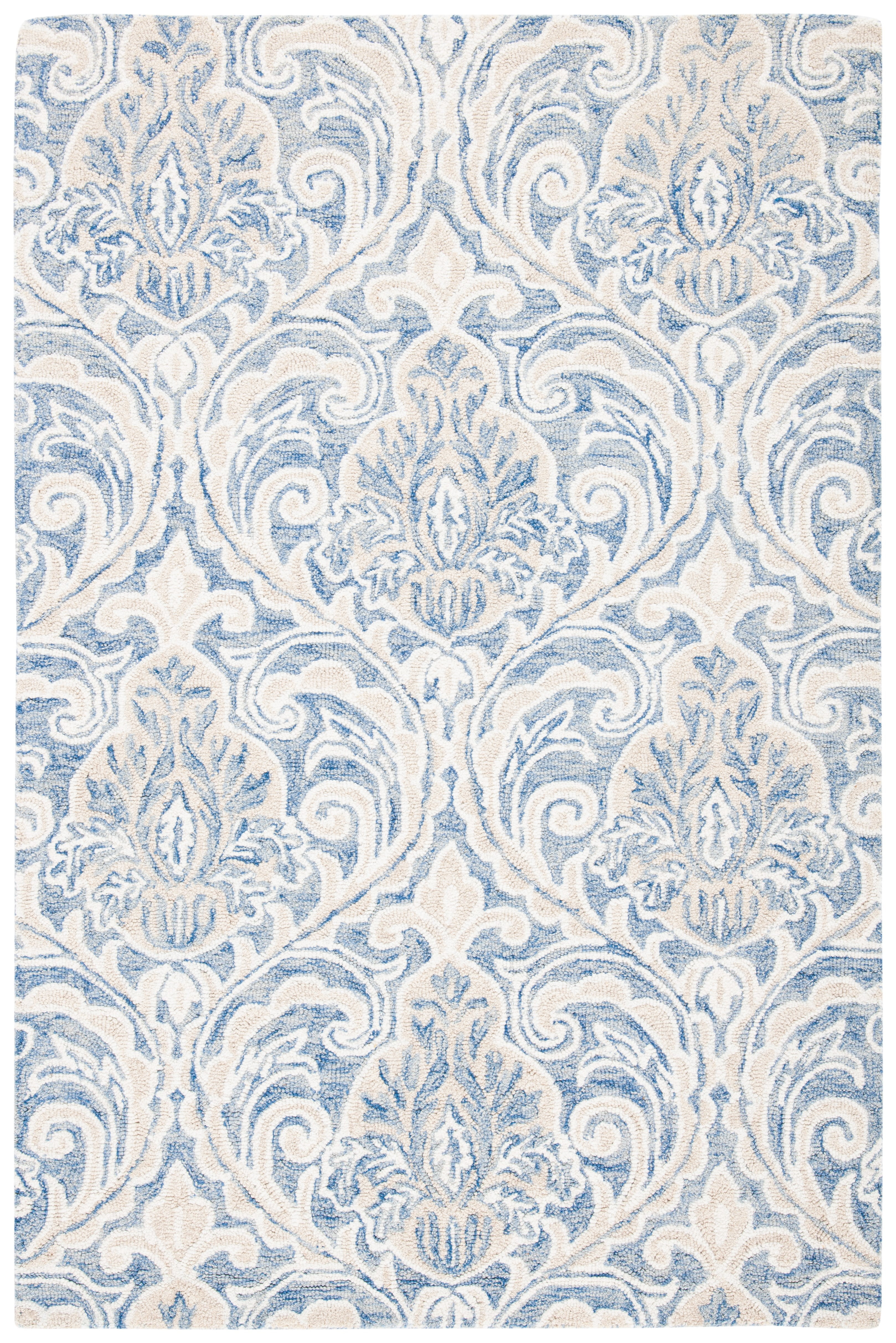 SAFAVIEH Micro-Loop Cornelius Floral Area Rug, Blue/Ivory, 3' x 5 ...
