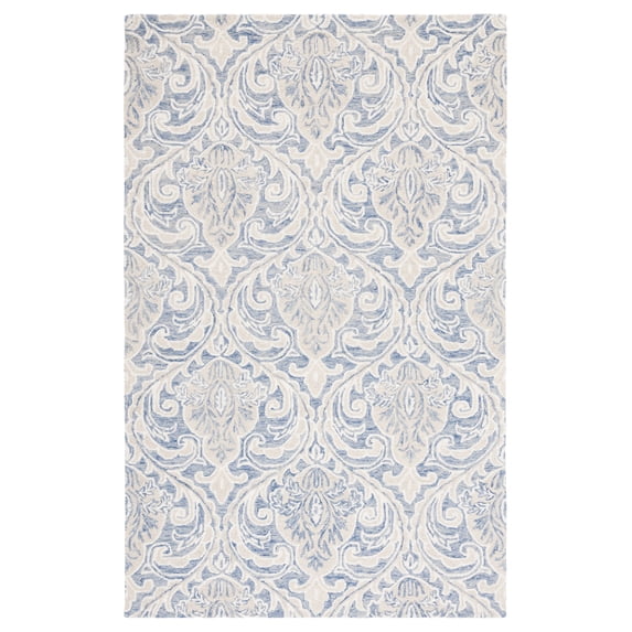 SAFAVIEH Micro-Loop Cornelius Floral Area Rug, Blue/Ivory, 6' x 9'