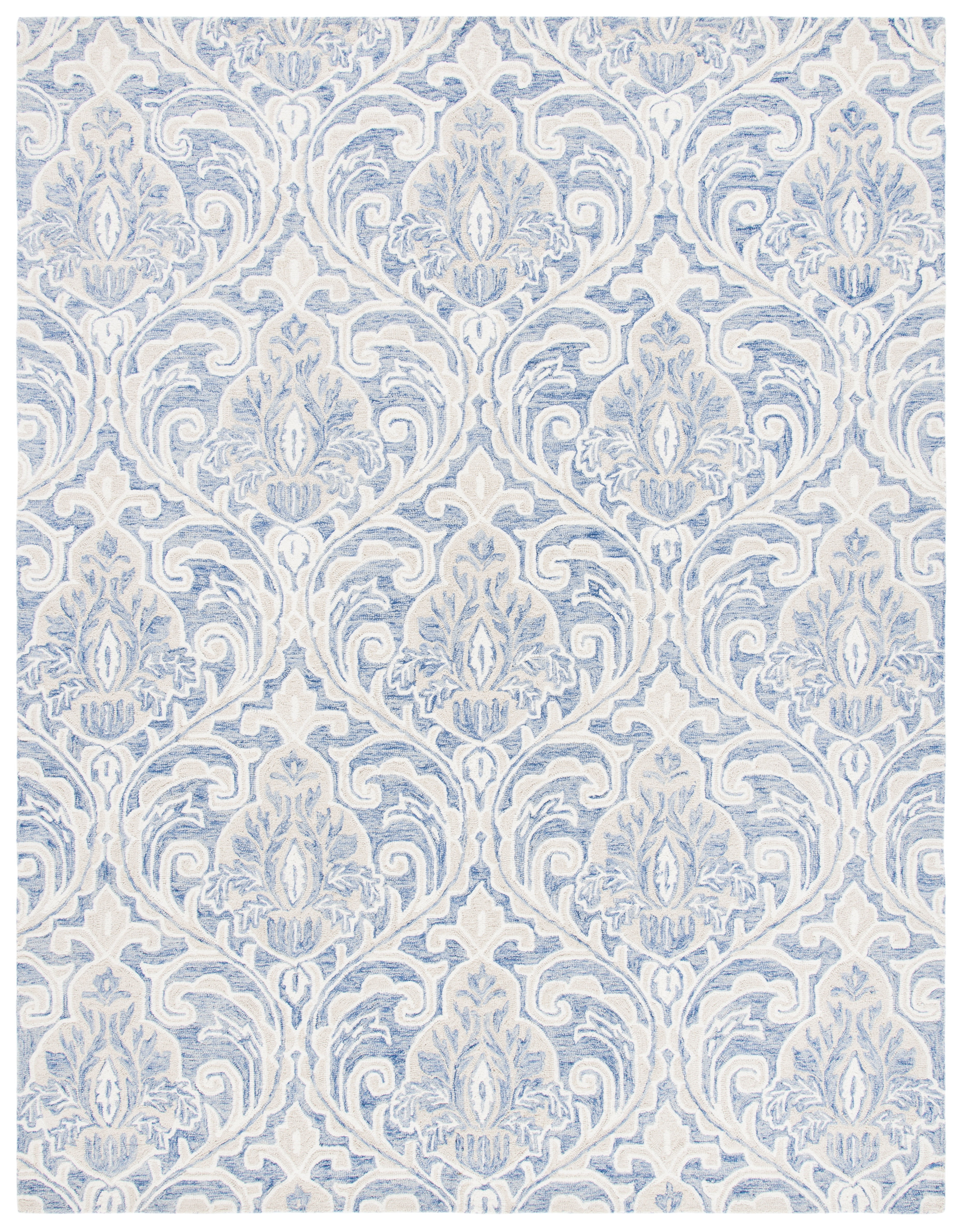 SAFAVIEH Micro-Loop Cornelius Floral Area Rug, Blue/Ivory, 8' x 10'
